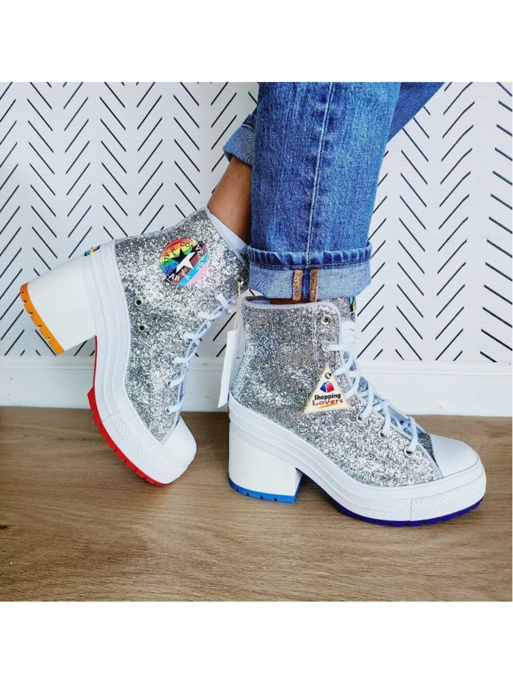 CONVERSE CHUCK 70 DELUXE Sz 10.5 Womens Shoes Heel Boots Sneaker Glitter A06028C